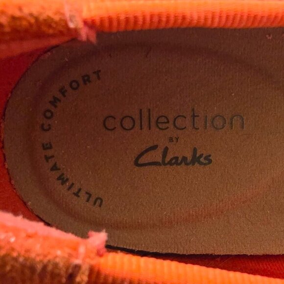 Clarks Serena Brynn Suede Slip Ons In Bright Orange Sz 9N - Picture 7 of 9